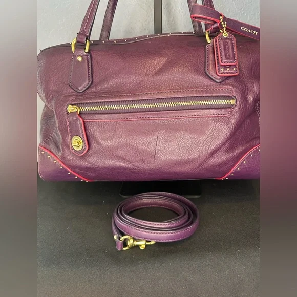 🦄Coach Poppy Studded Leather East/West Satchel 26434🦄 - Picture 3 of 9